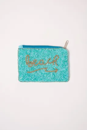 Mia Beaded Beach Coin Bag - Turquoise