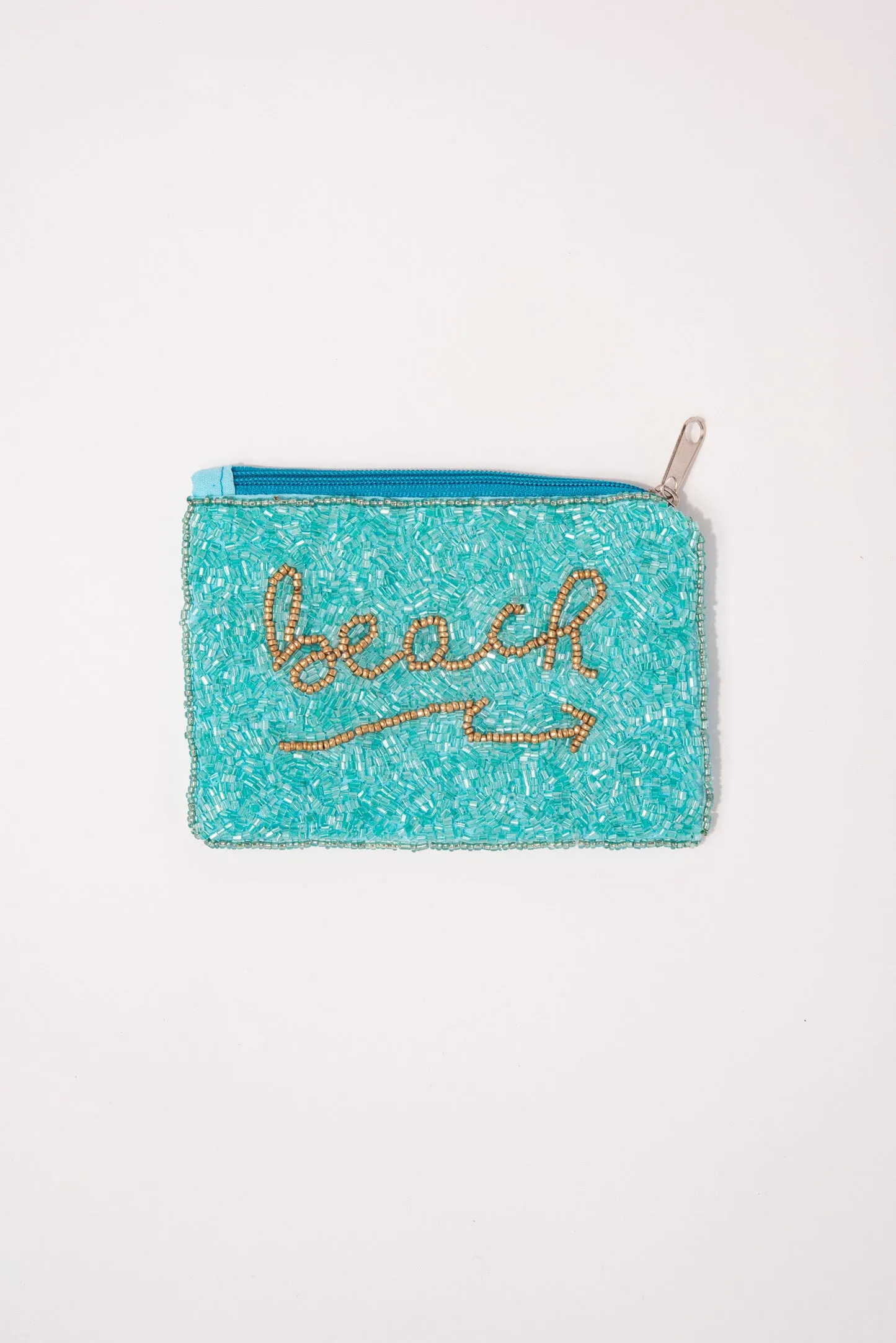 Mia Beaded Beach Coin Bag - Turquoise