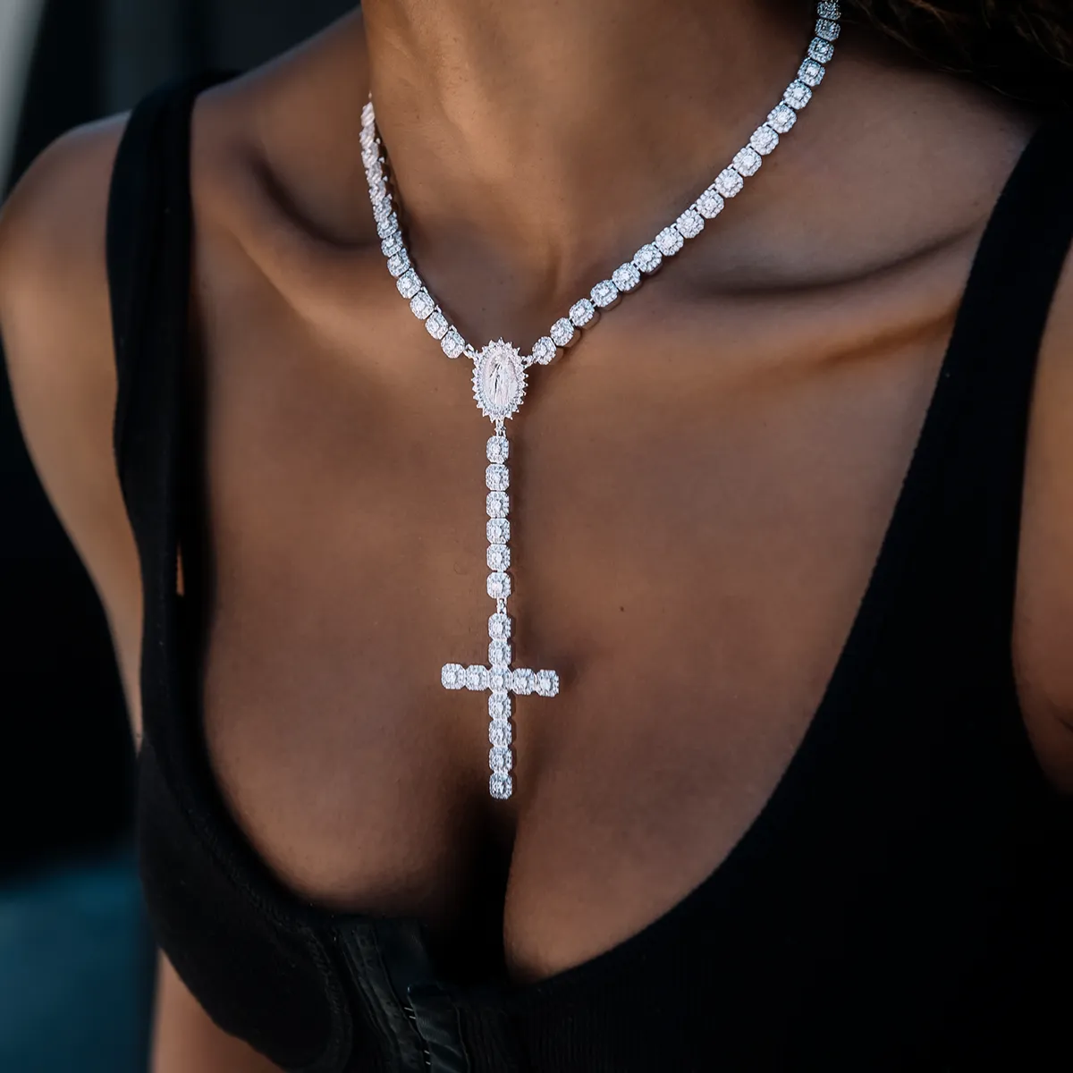 Micro Clustered Rosary Necklace