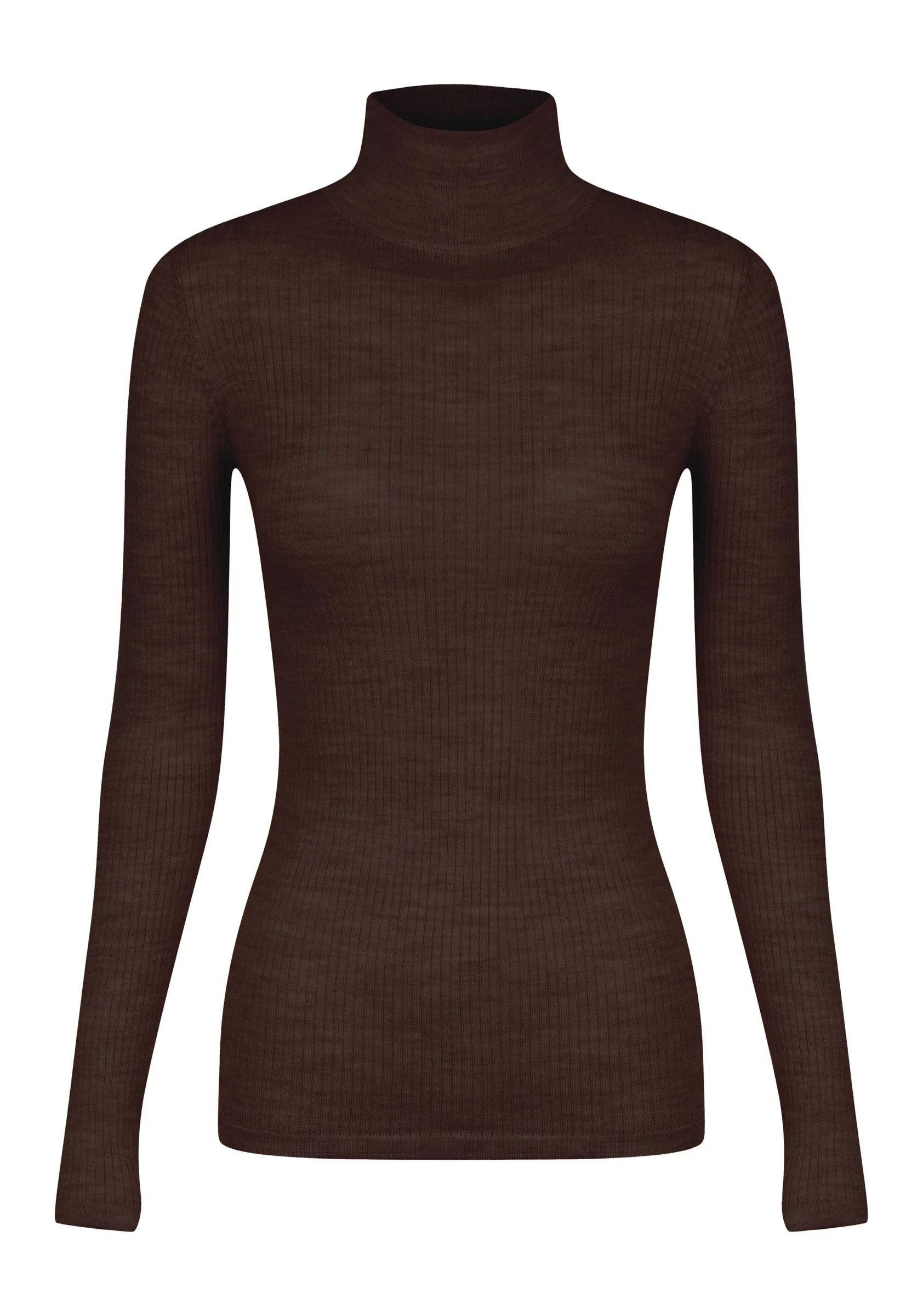 Morri Merino Rib High Neck_Chocolate