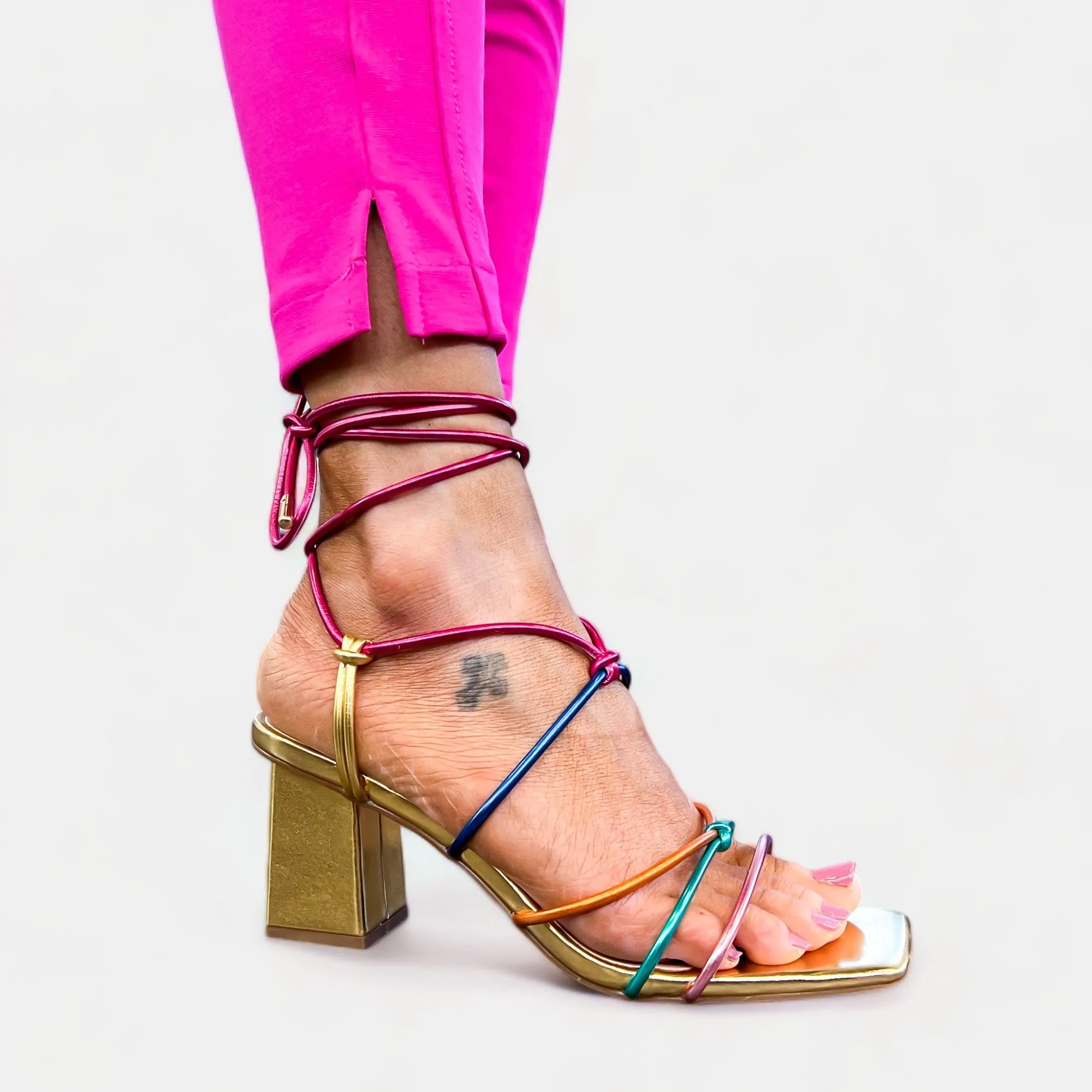 Multi Metallic Strappy Heels