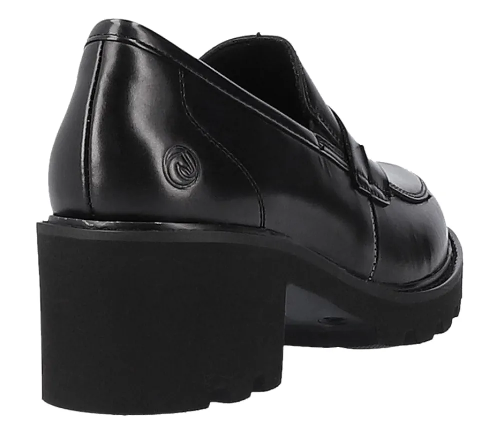 Pantofi casual, dama, REMONTE, D0A00-01 negru, piele naturala, cu toc