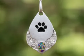 Pawprint Opal Angel Pendant