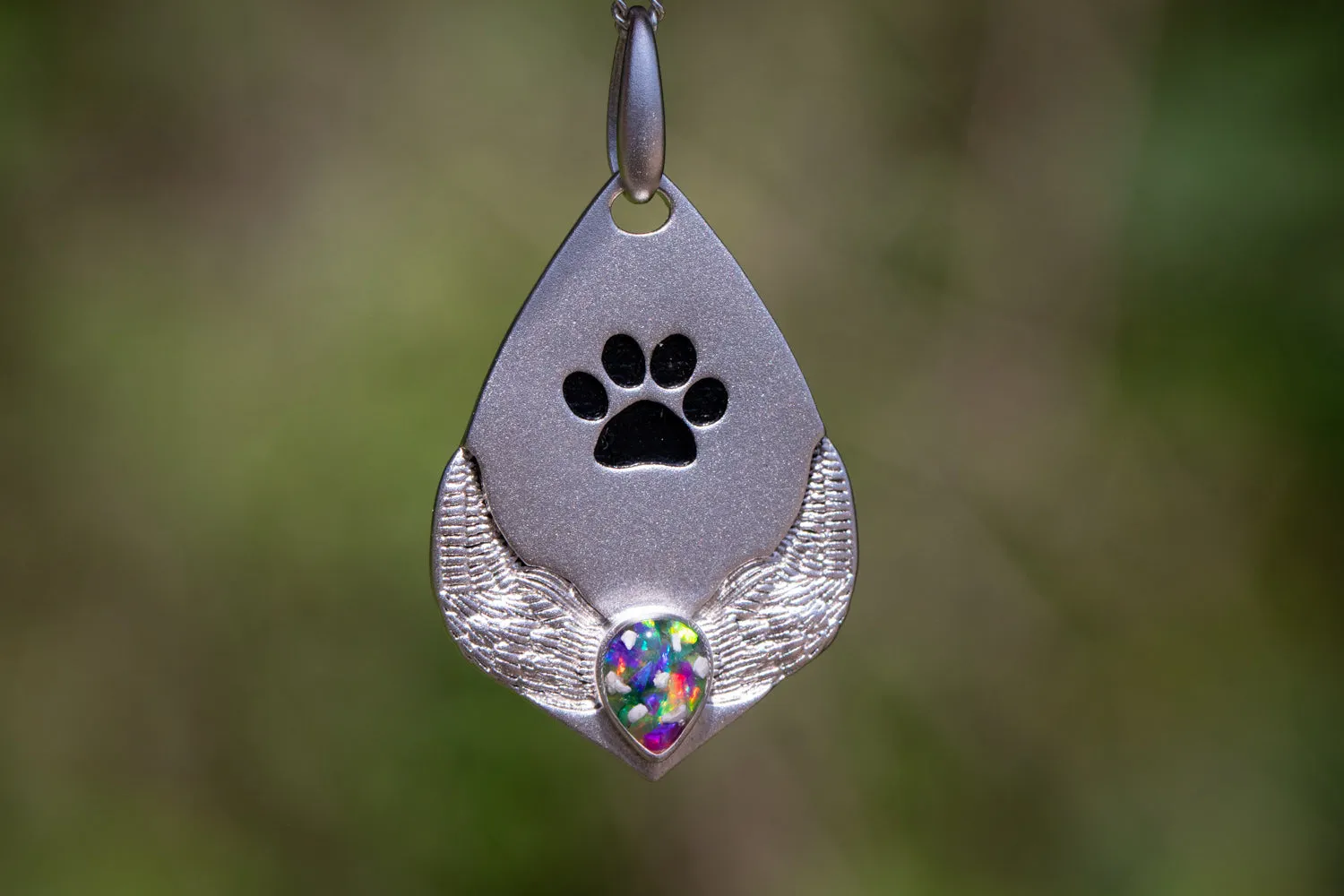 Pawprint Opal Angel Pendant