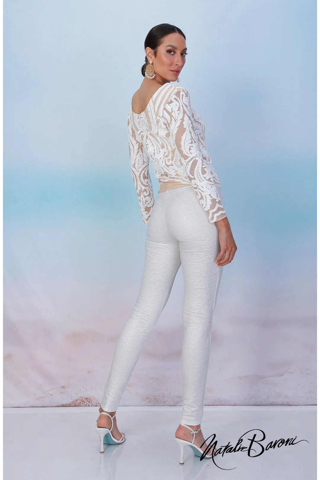 Pearl White Sequin Top - La Scala