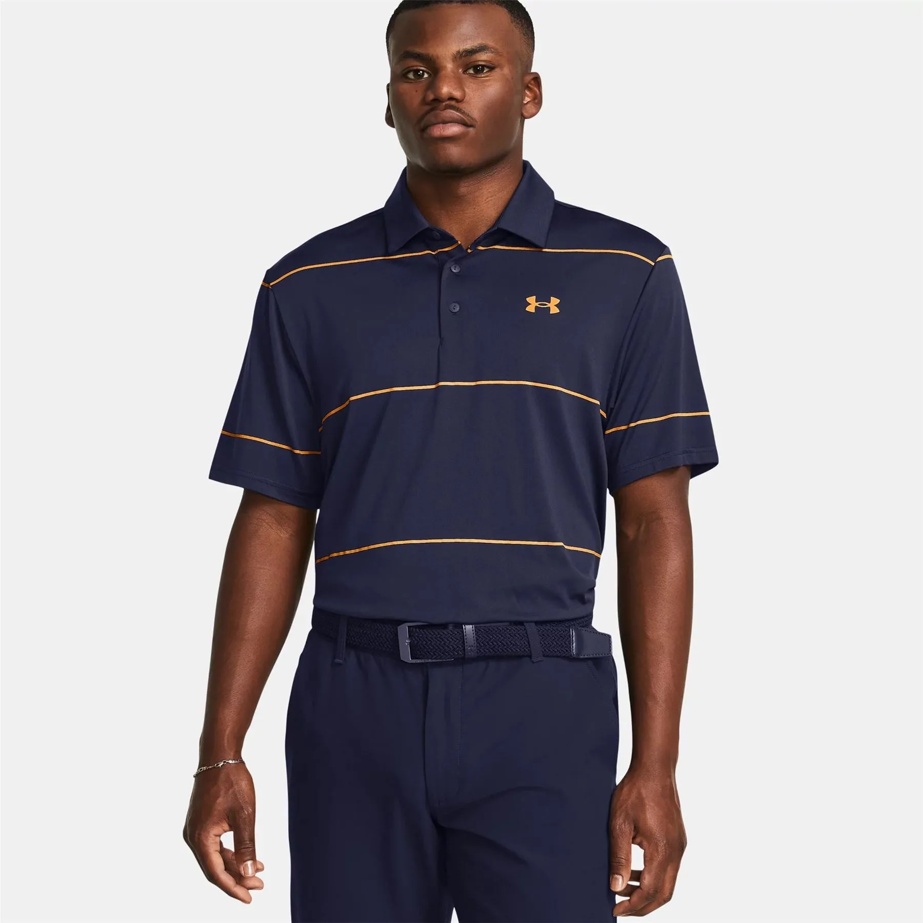 Playoff 3.0 Stripe Polo Navy/Orange - SS24