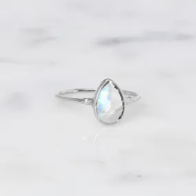 Rain Drop Moonstone Ring in Sterling Silver