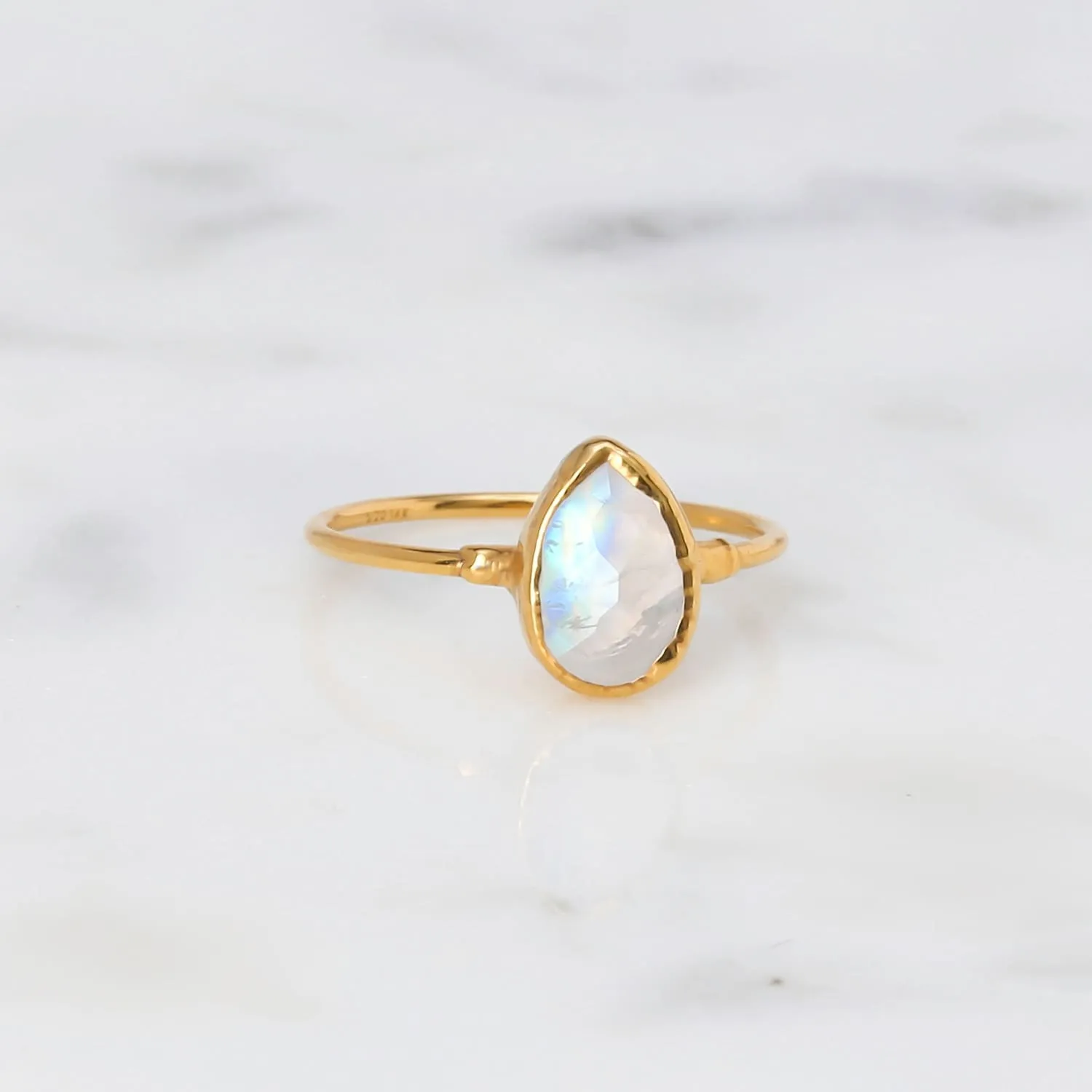 Rain Drop Moonstone Ring in Sterling Silver