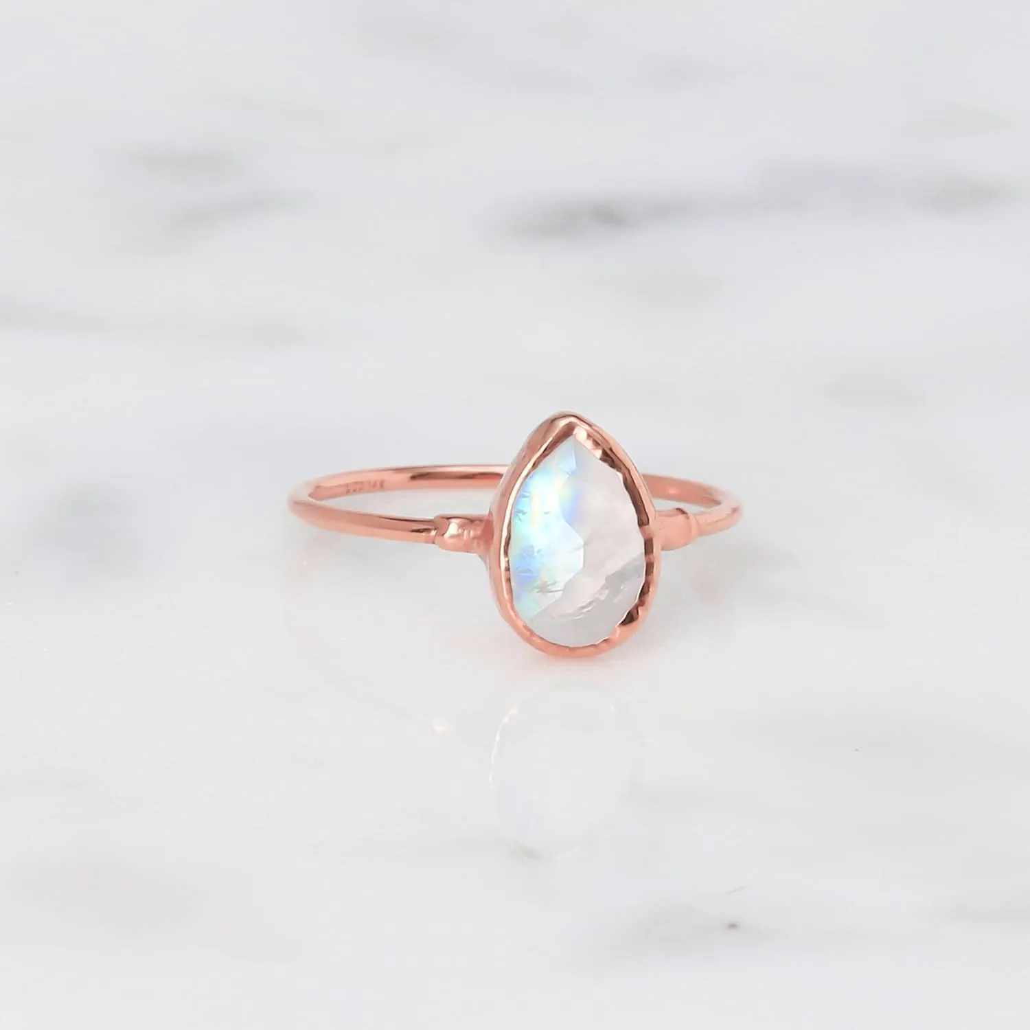 Rain Drop Moonstone Ring in Sterling Silver