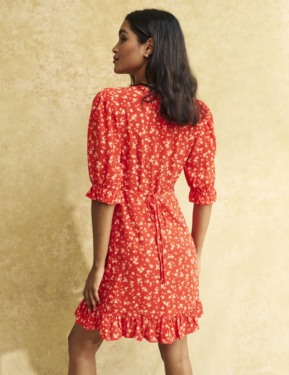 Red Ditsy Floral Delilah Mini Dress