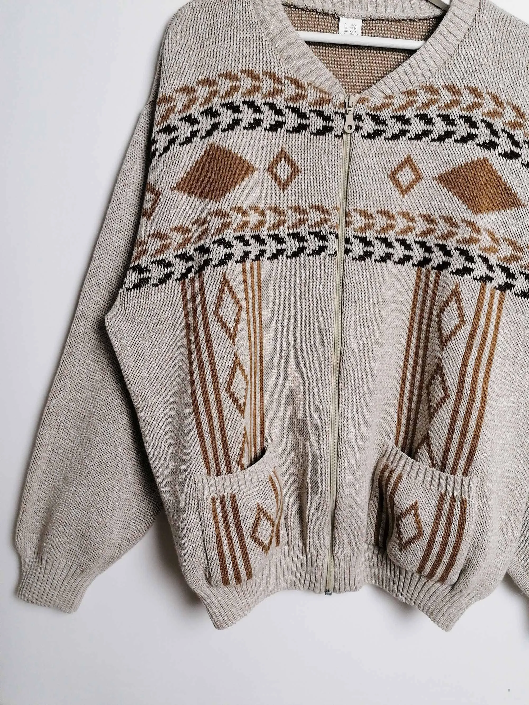 Retro pattern Grandpa Cardigan - size L-XL / 52 -54