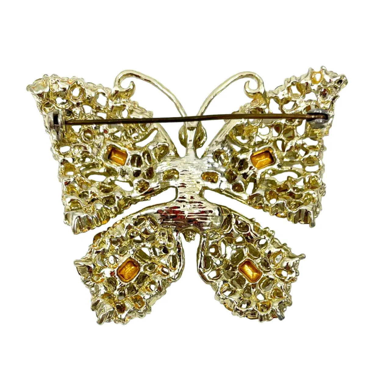 Rhinestone Butterfly Brooch Peridot Green