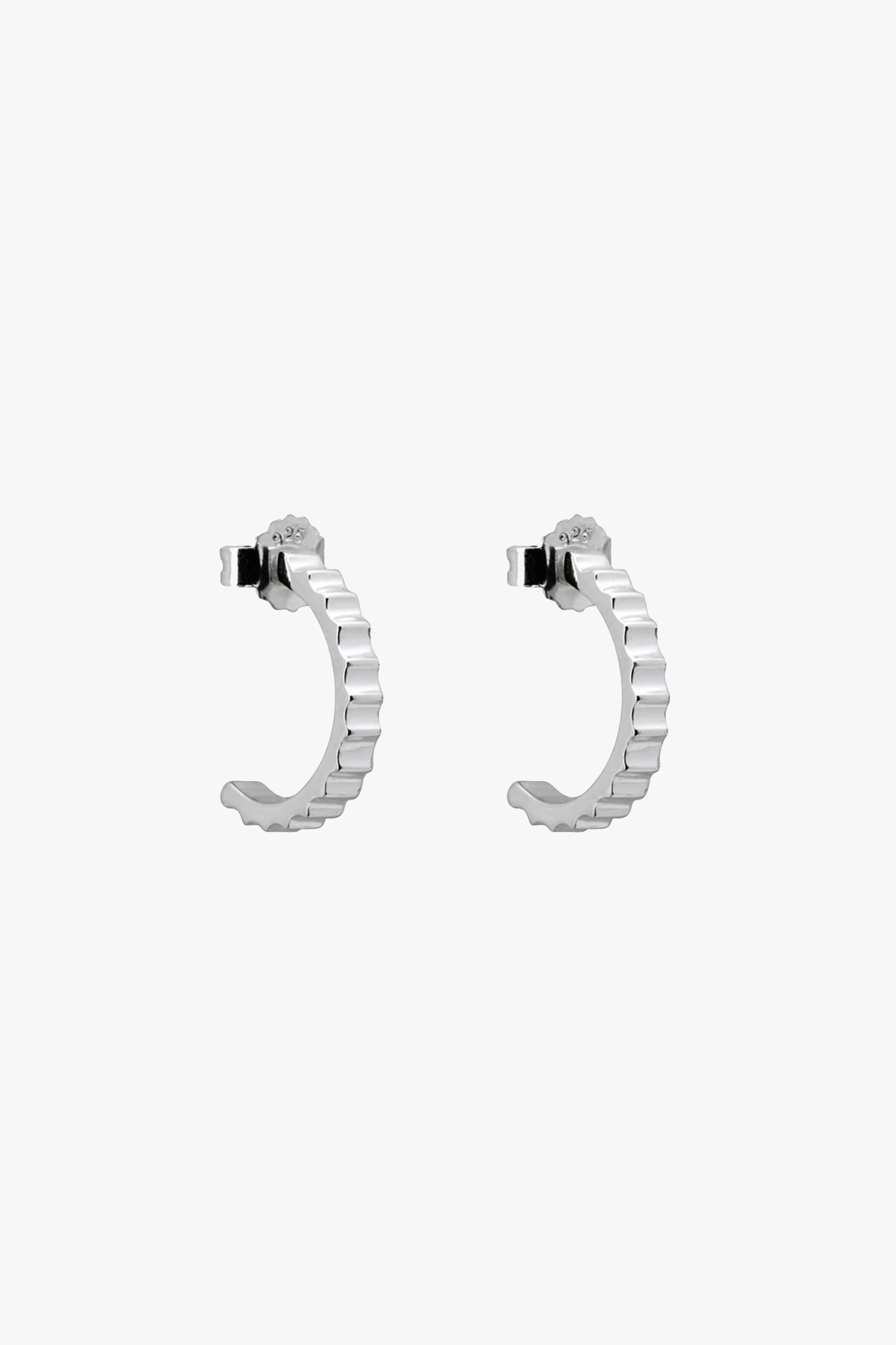 Ribbed Sterling Silver Hoop EOL Earrings