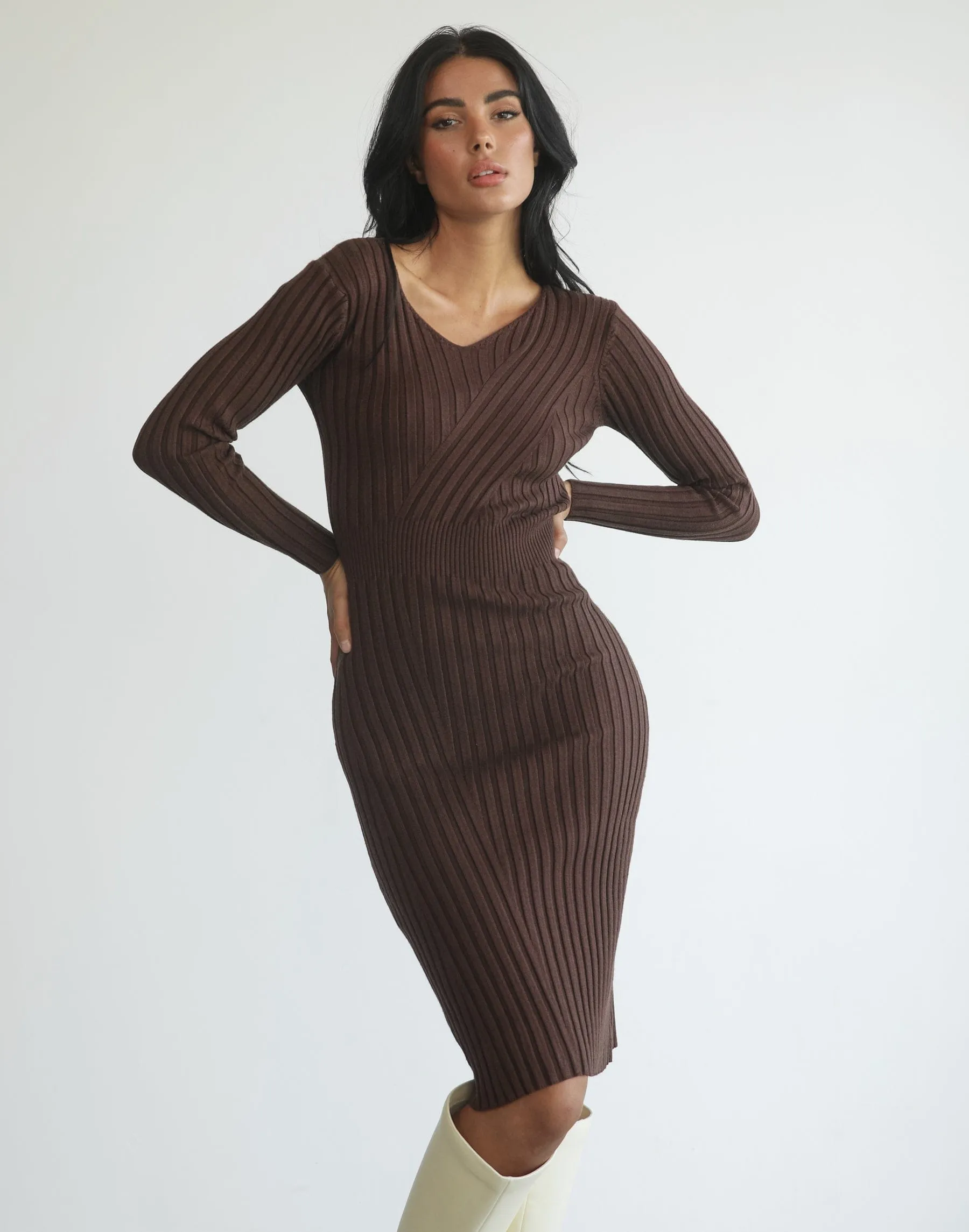 Rolanda Midi Dress (Brown)