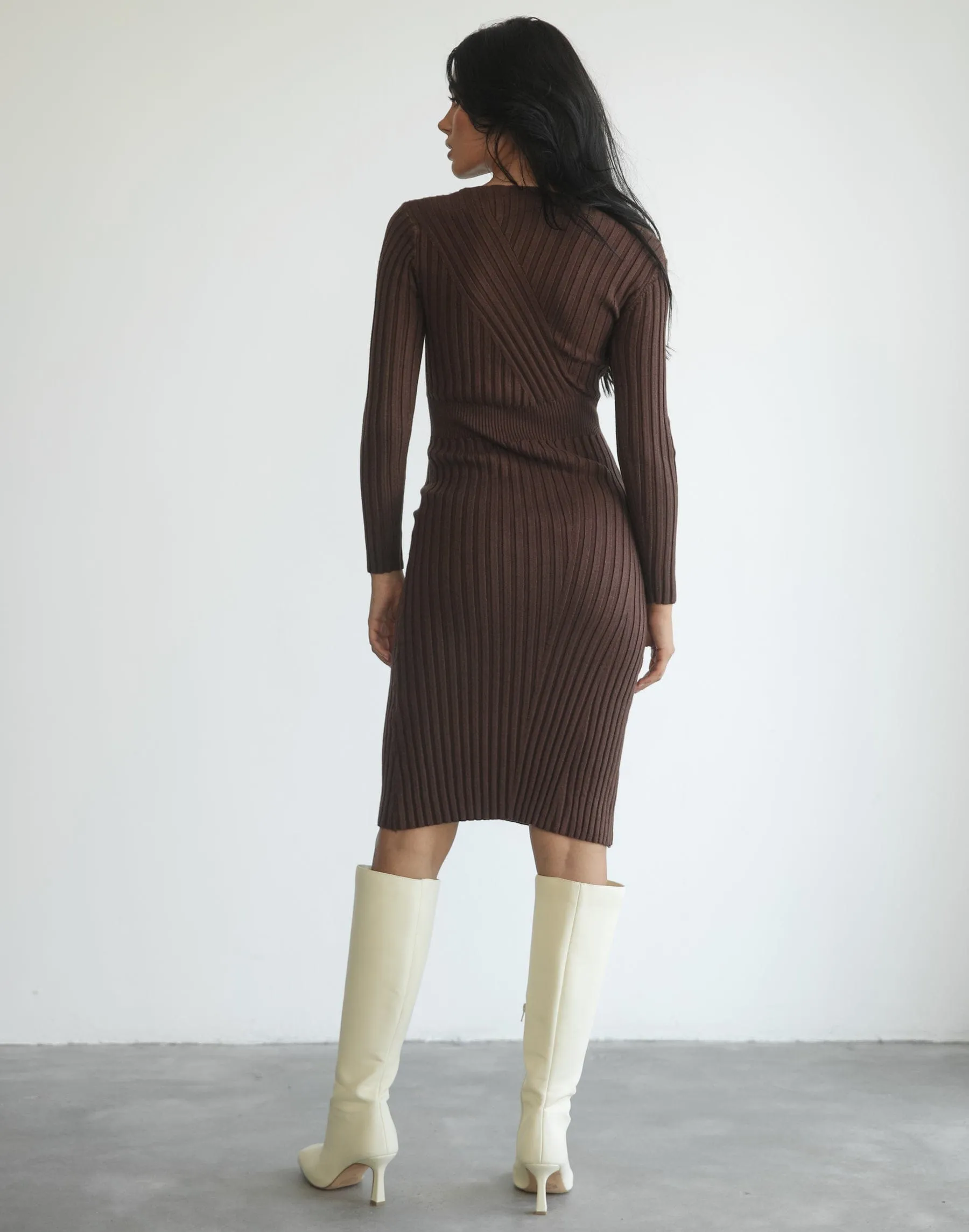 Rolanda Midi Dress (Brown)