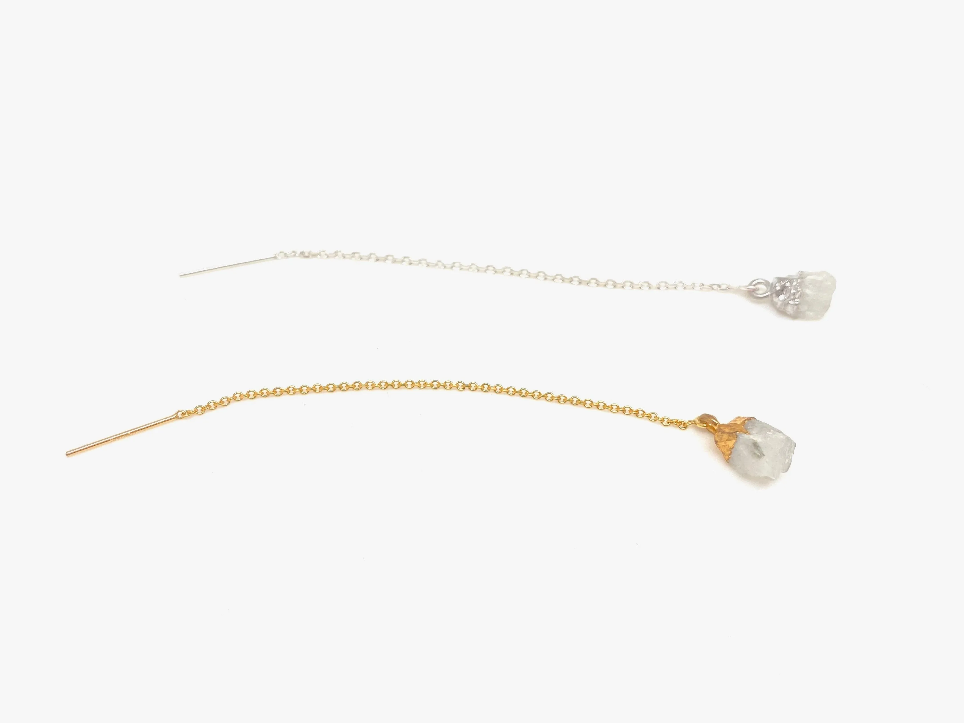 Rough Moonstone Ear Threader