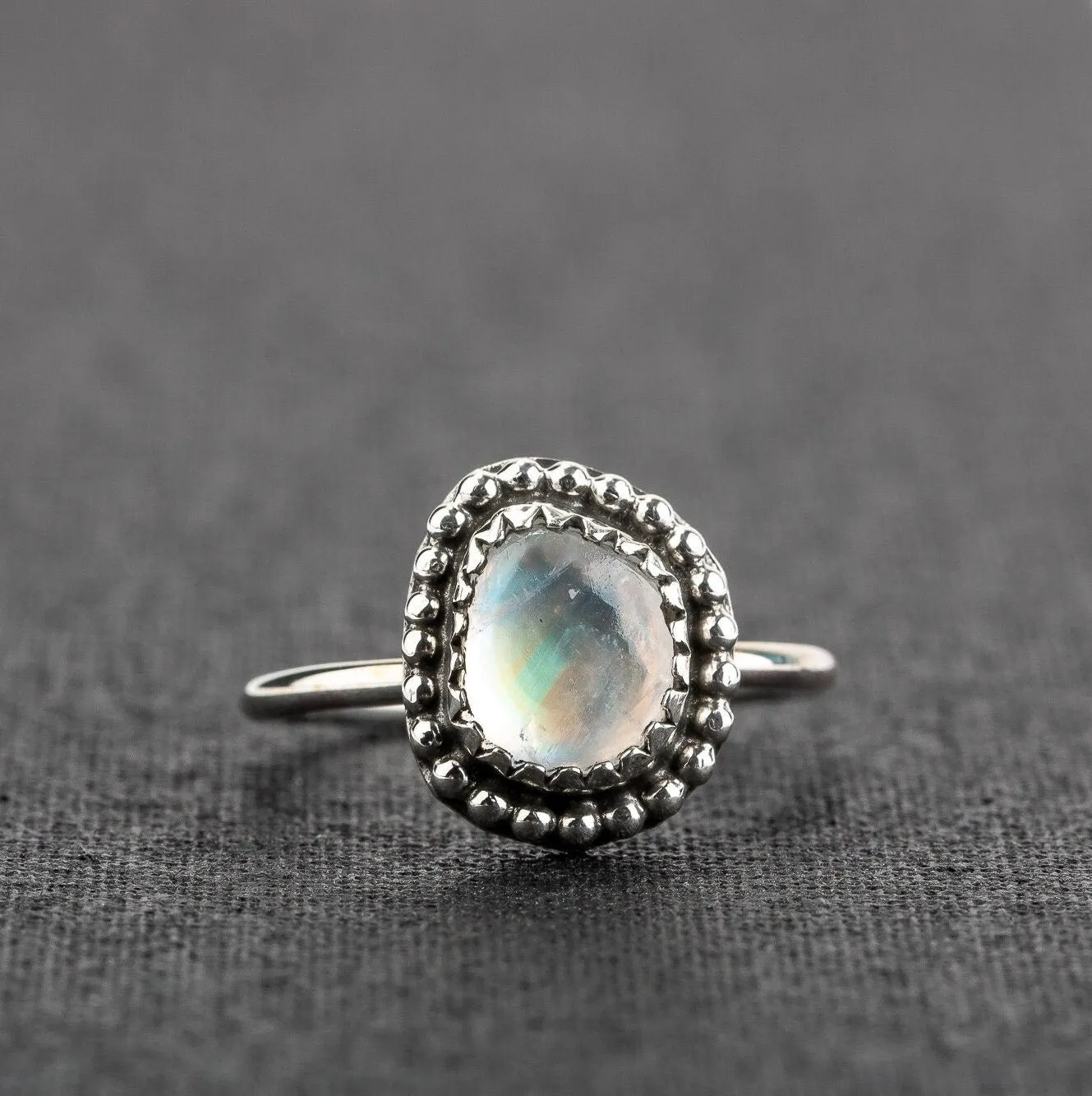 Size 3 Midi Ring | Rainbow Moonstone