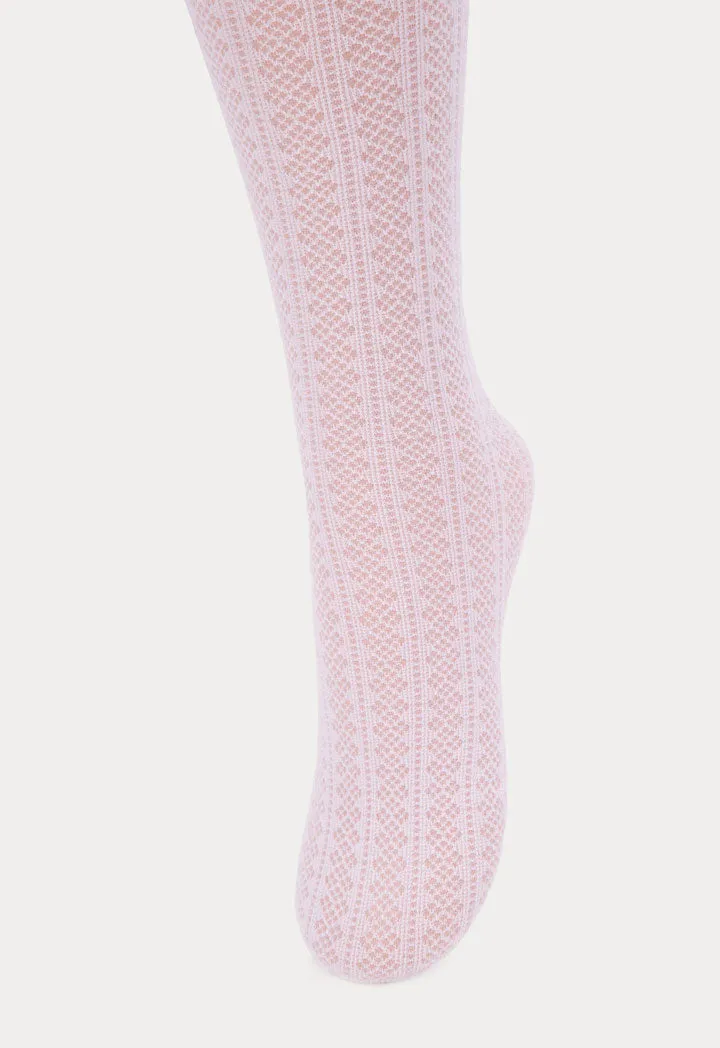 Textured Pattern Tights in White