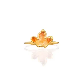 Triple Raw Citrine Fan Ring, Gold Ring,  Ring, November Birthstone, Raw Gemstone Ring,  Ring  • 24k Dip