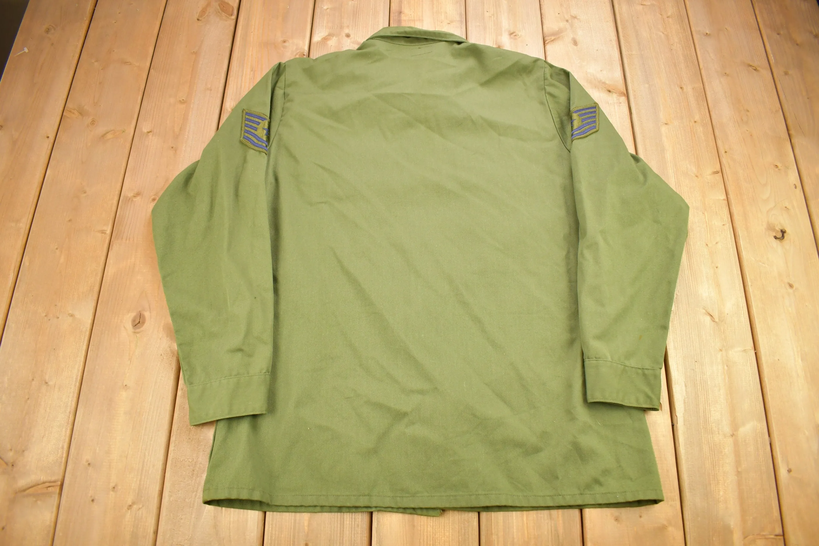 Vintage 1980 OG-507 US Air Force Military Sateen Shirt / US Army Green / Patchwork / Combat Shirt / Nicholson