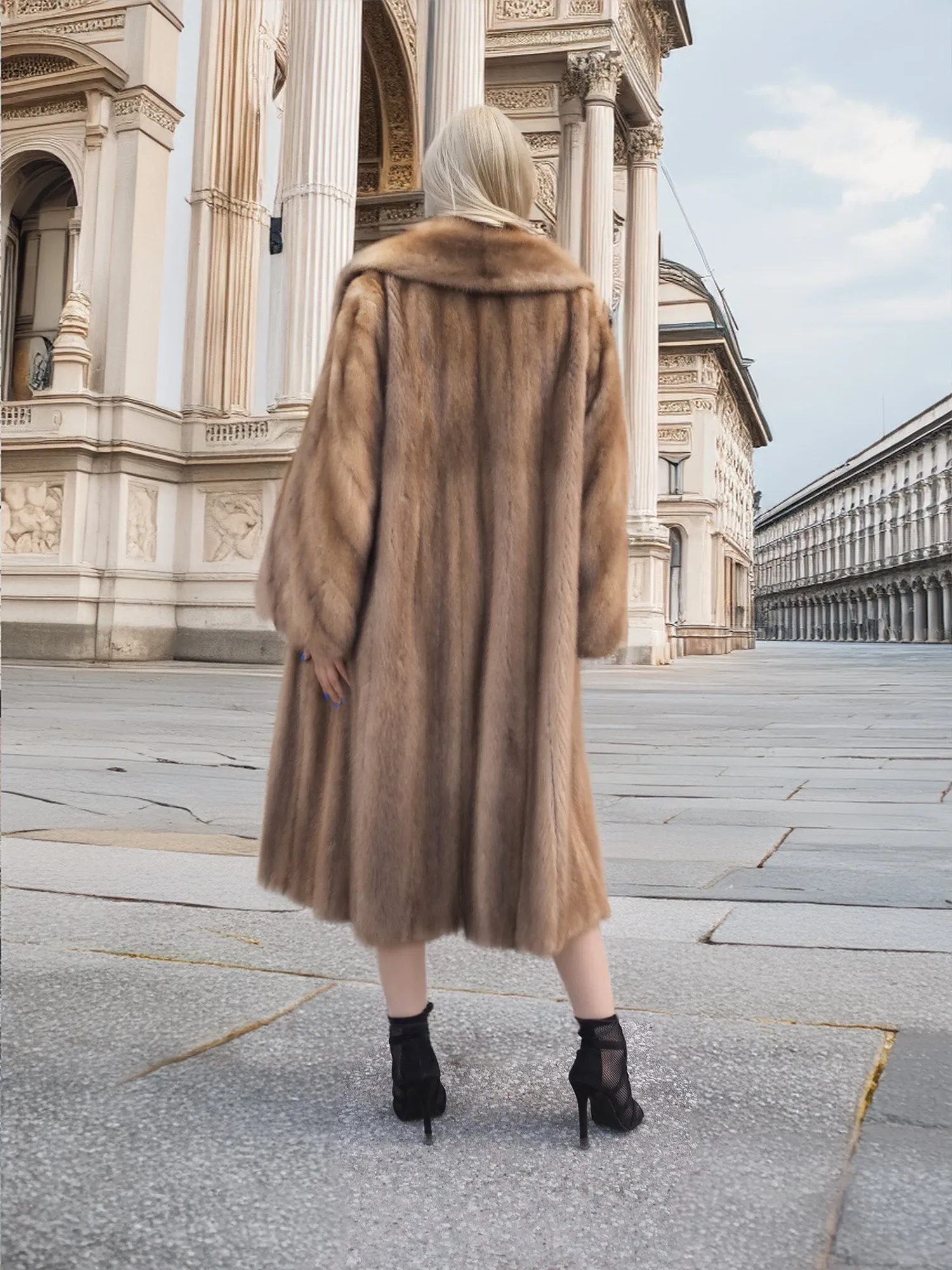 Vintage Pastel Canadian Brown Mink Fur Coat L/XL