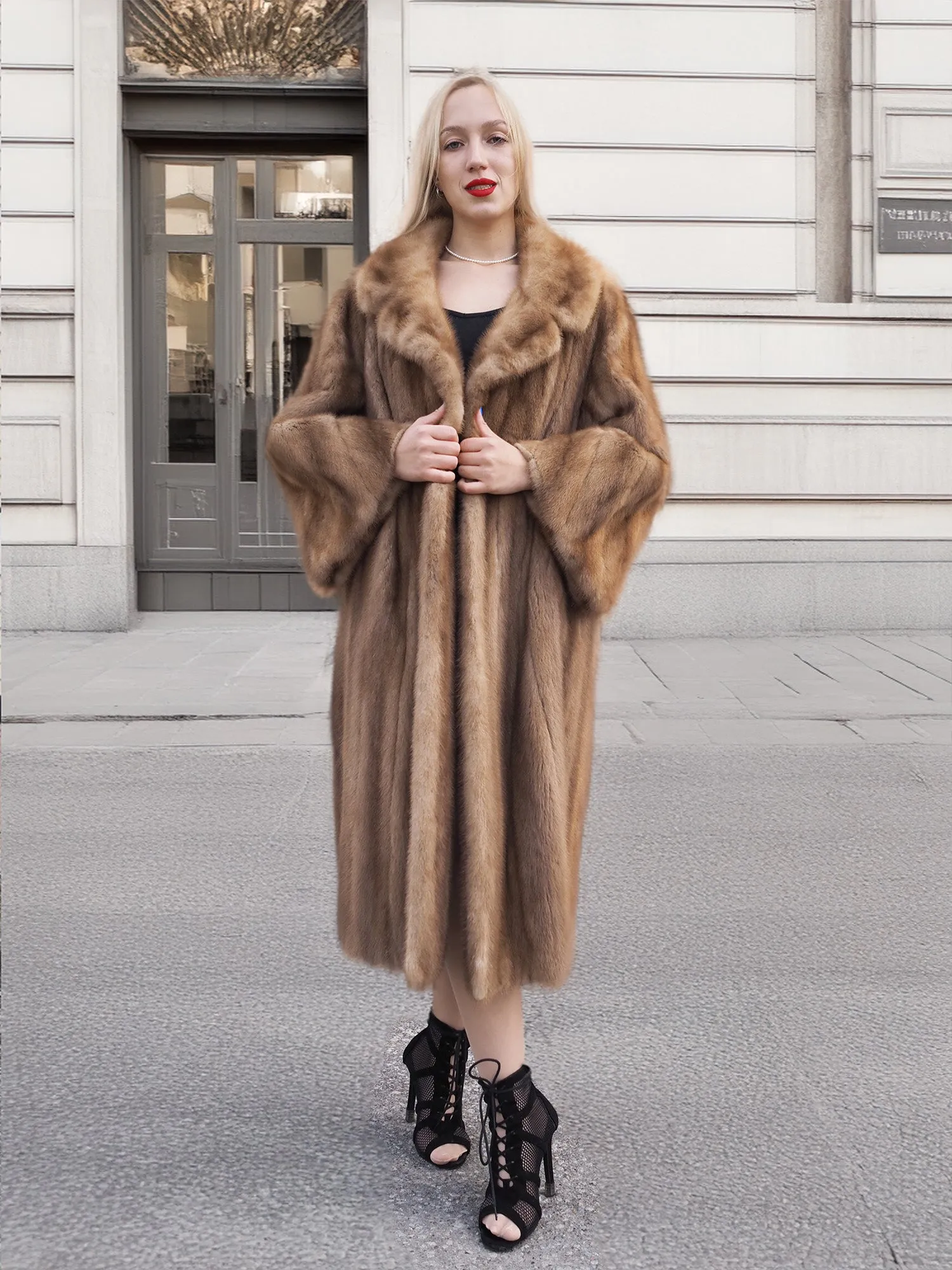 Vintage Pastel Canadian Brown Mink Fur Coat L/XL