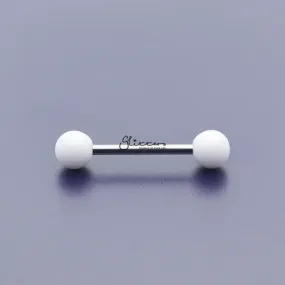 White Solid Colour Acrylic Ball with Surgical Steel Tongue Barbell