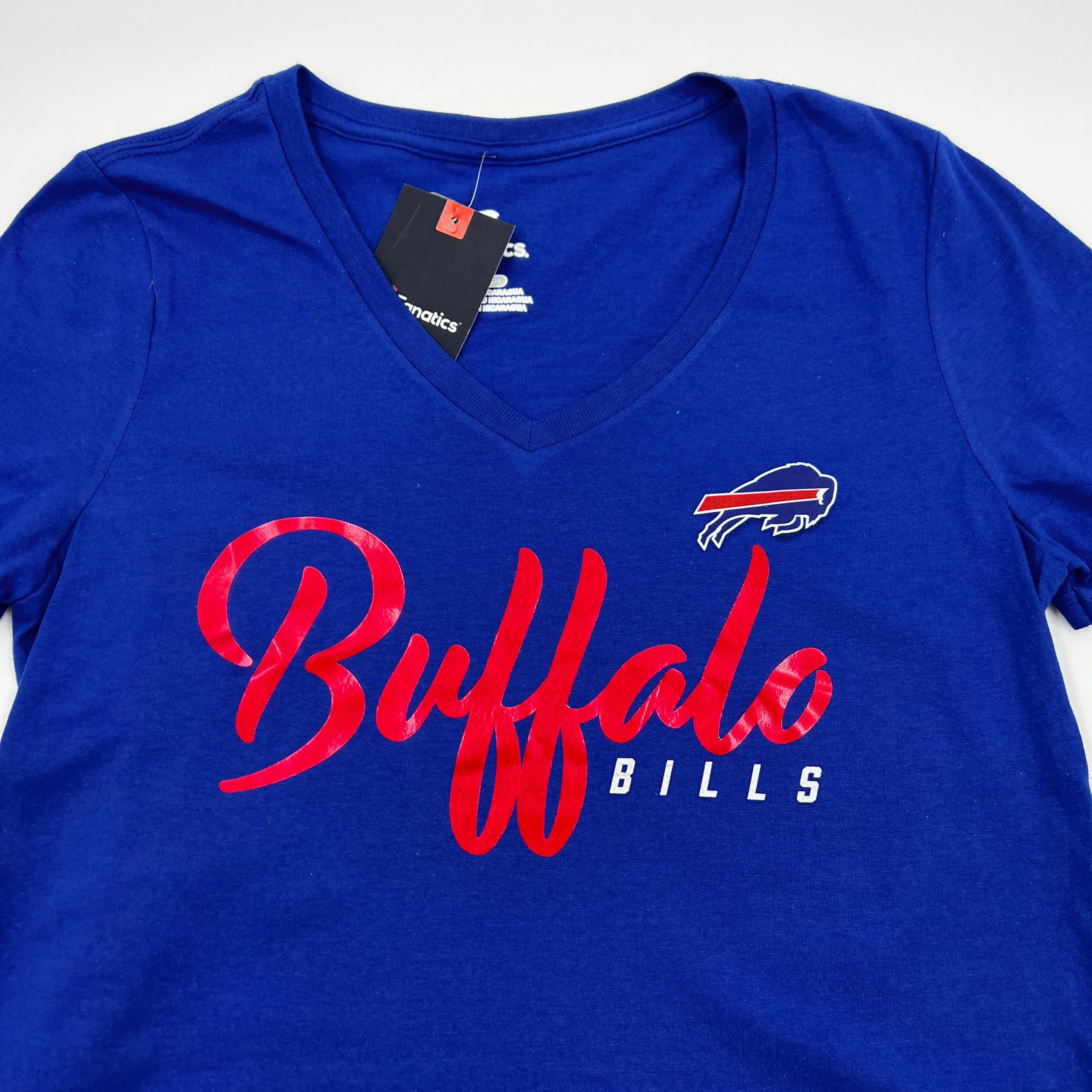 Women's Buffalo Bills With Primary Logo Royal Blue V-Neck Shirt