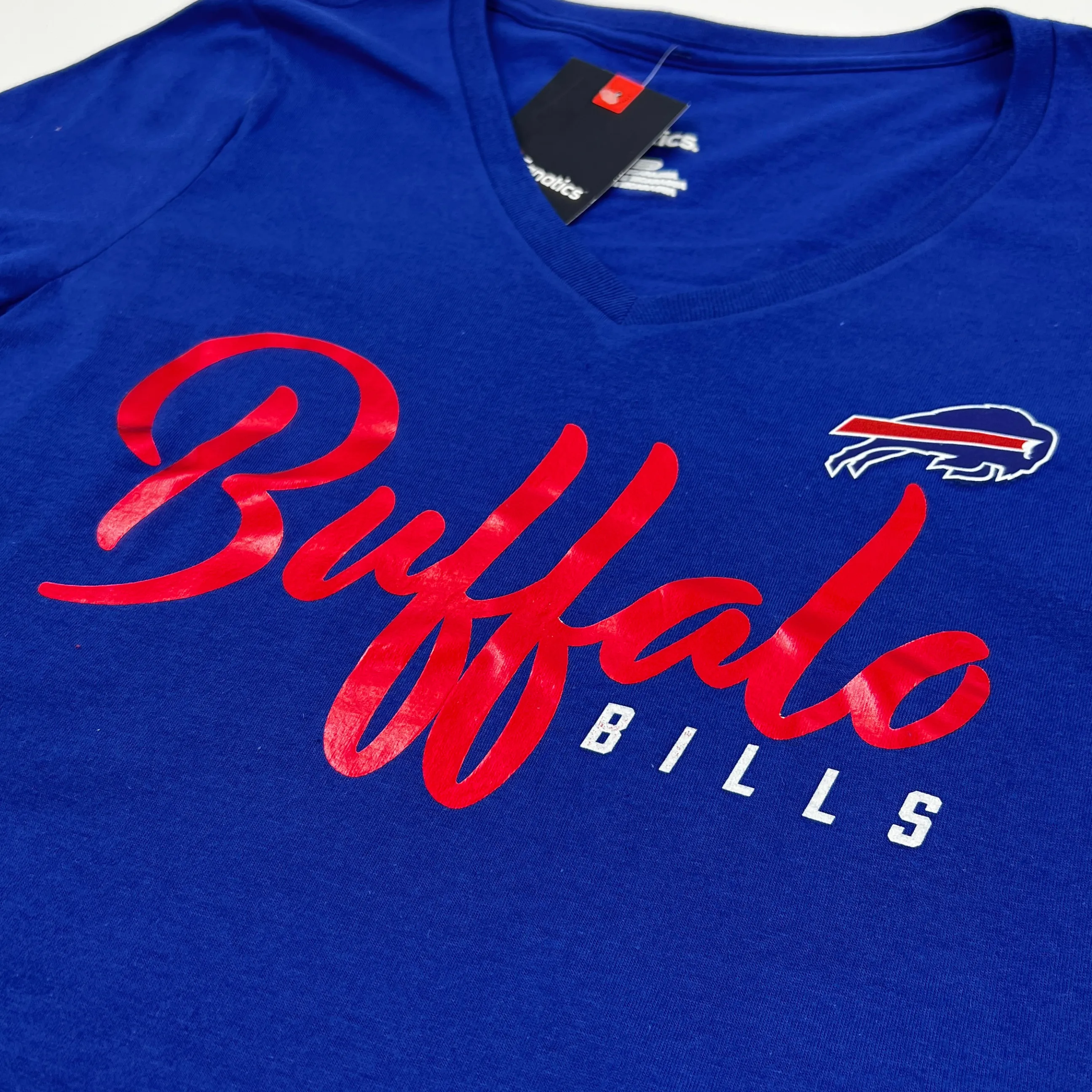 Women's Buffalo Bills With Primary Logo Royal Blue V-Neck Shirt