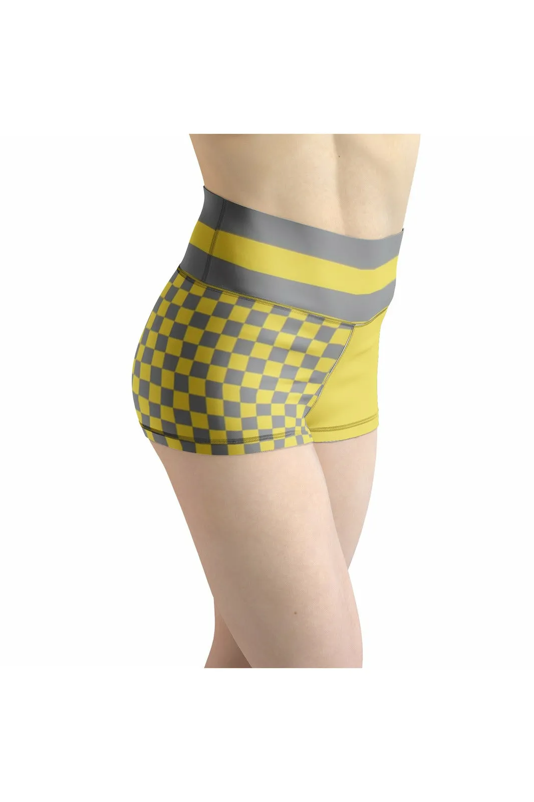 Yellow & Gray Ecletic Women's Yoga Shorts