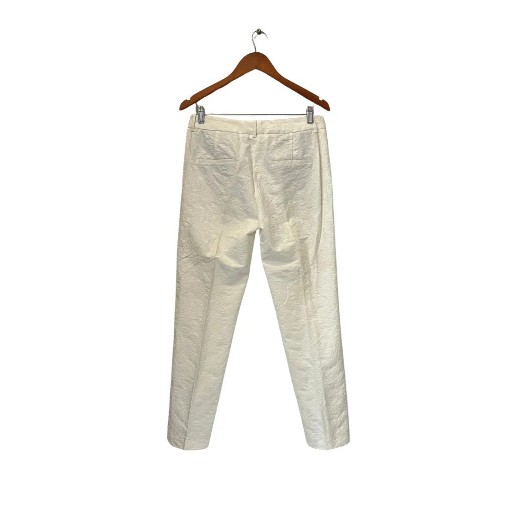 ZARA White Self Embroidered Straight Leg Pants | Gently used |